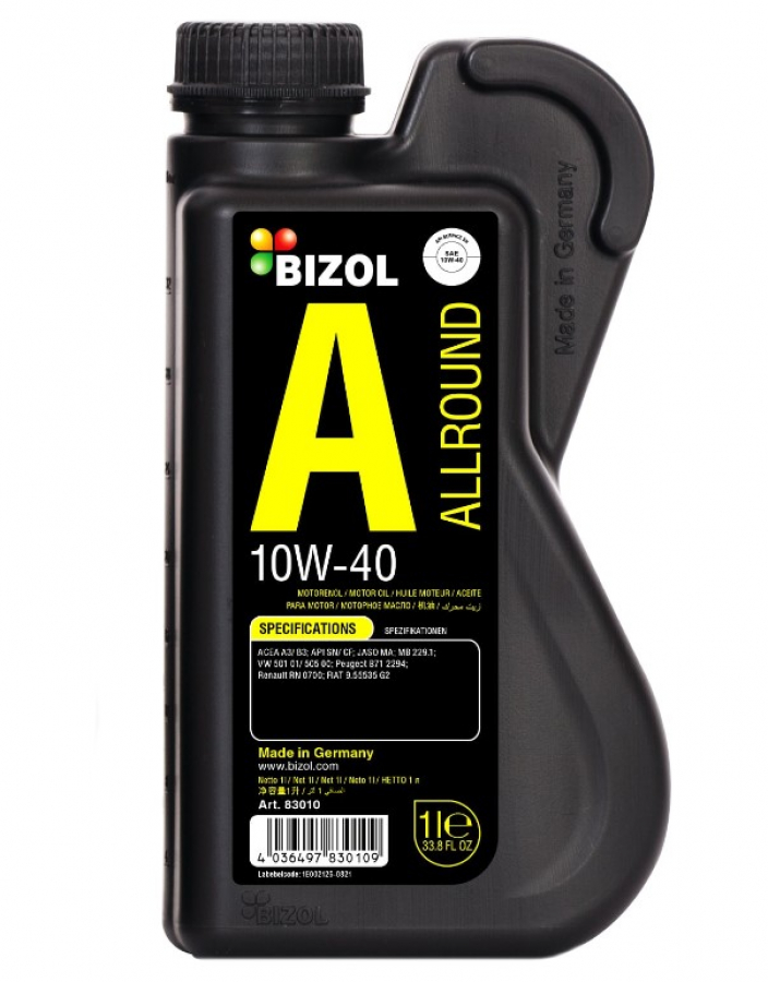 BIZOL Allround 10W40 SN A3/B4 MA2 HC-синт 1л (12 в уп) /83010/ 06600012