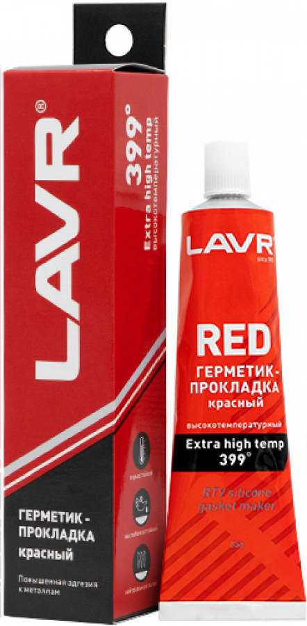 LAVR 1737 Герметик-прокладка красный высокотемпературный 85г (12 в уп) 01600047