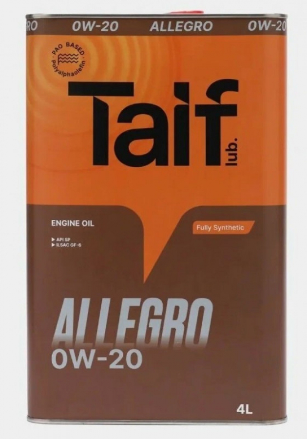 TAIF ALLEGRO 0W-20 PAO SP,GF-6A синт 4л (4 в уп) 04600002