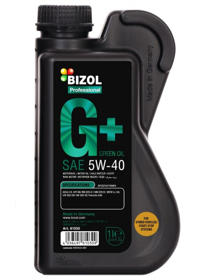 BIZOL Green Oil+ 5W40 SN C3 HC-синт 1л (12 в уп) /81030/ 06600002