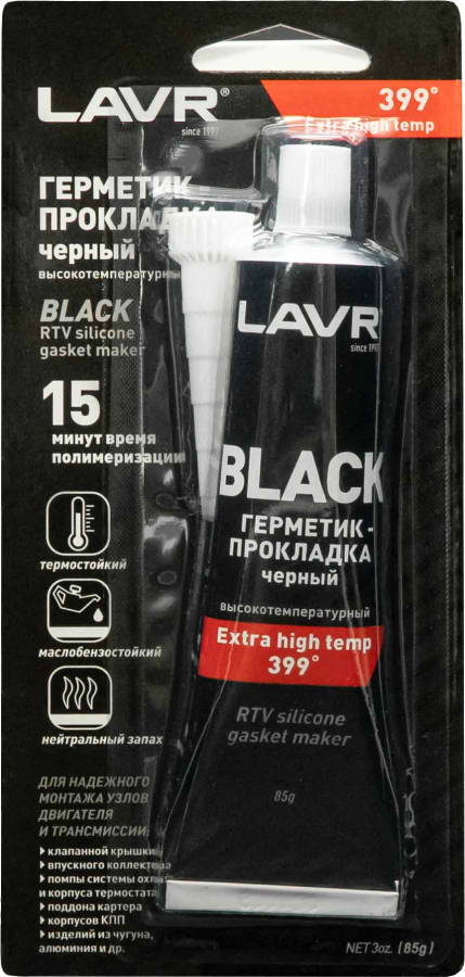LAVR 1738 Герметик-прокладка черный высокотемпературный 85г (12 в уп) 01600048