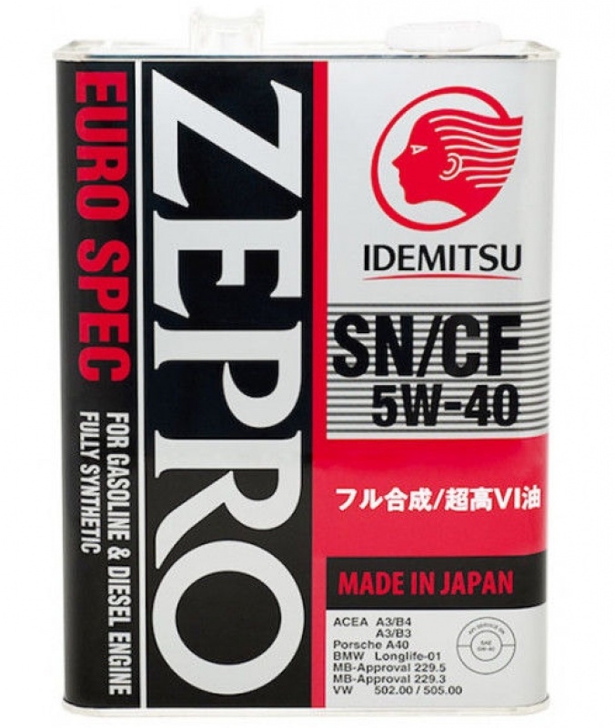 IDEMITSU Zepro Euro Spec 5W40 SN/CF 4л (6 в уп) 02800008