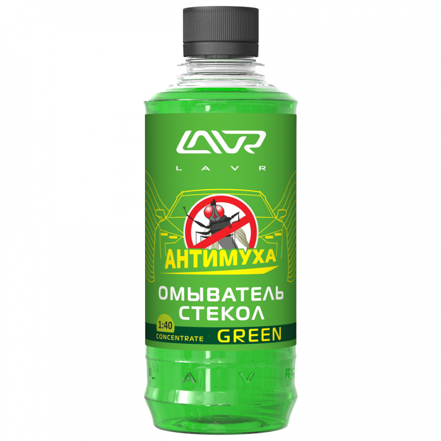 LAVR 1221 Омыватель стекол концентрат "Антимуха" Green 330мл (20 в уп) 01600166